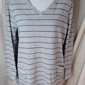 J. Jill Gray Striped Women's Sweatshirt